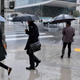 Rain falls in downtown LA on March 21 when an atmospheric river struck the region